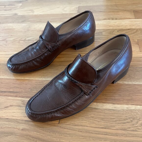 Bally Dark Brown Leather Loafers MADE IN ITALY "Horri II" - Men's 10 - Picture 1 of 10